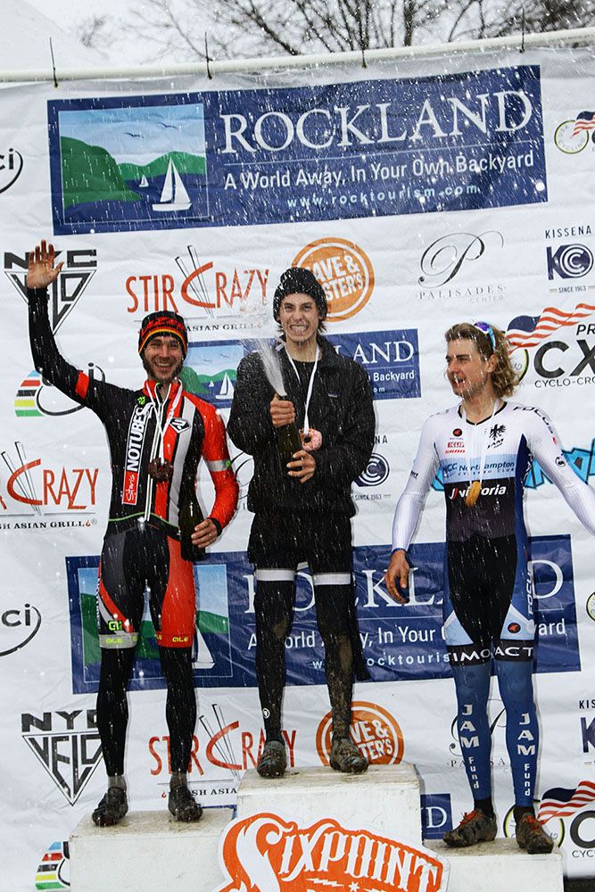 Men&acirc;s podium: 2nd place, Daniel Timmerman (Stan&acirc;s Notubes Elite CX) 1st place, Cameron Dodge , 3rd place, Scott Smith (Jam/NCC/Vittoria)