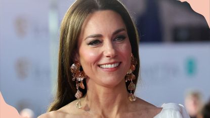 Princess of Wales Kate Middleton on the BAFTA 2023 red carpet with glowing skin