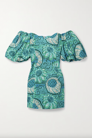 Rhode Dali Off-The-Shoulder Printed Linen Mini Dress