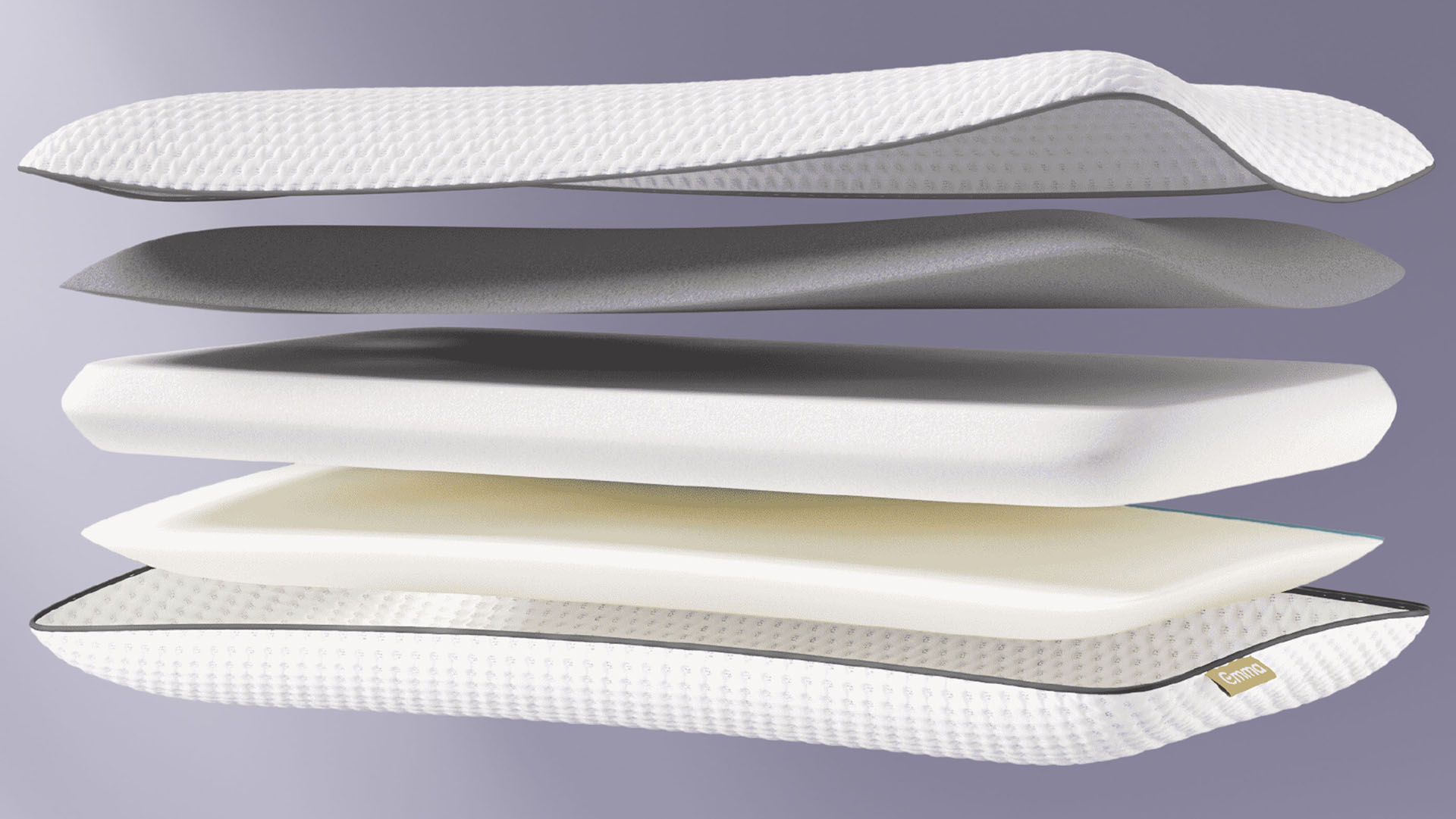 Exploded diagram showing layers inside the Emma Premium Pillow