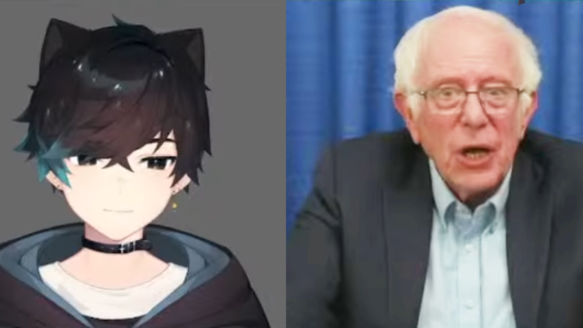 Un catboy de anime acaba de enseñarle a Bernie Sanders qué son los vtubers durante una transmisión de Twitch