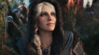 Ciri smiles while looking up.