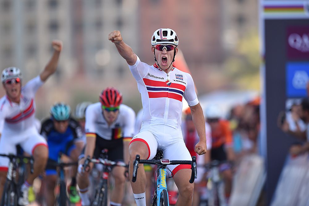 Kristoffer Halvorsen of Norway won the sprint for the world title in Doha