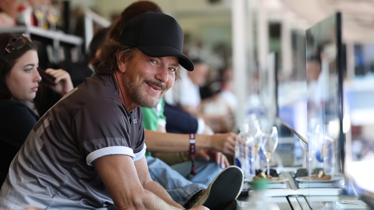 Eddie Vedder of Pearl Jam watches the FIFA World Cup 2026 match between USA and Belgium at Seattle Stadium on July 6, 2026