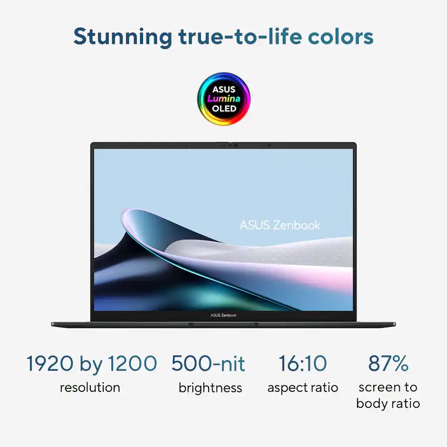 Spec diagram for the ASUS Zenbook 14's OLED display