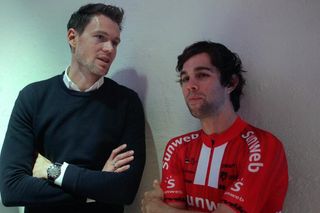 Tom Stamsnijder and Michael Matthews backstage at the Team Sunweb presentation in Berlin