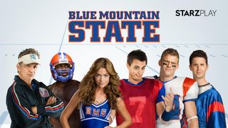 En promobild för Blue Mountain State, där huvudpersonerna står och poserar framför kameran, iklädda fotbolls- och träningskläder.