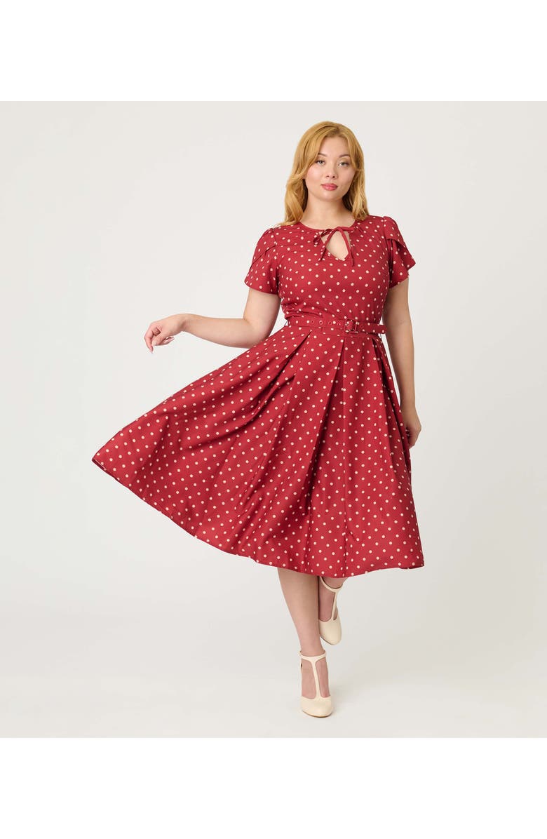 Short Petal Sleeve Tie Neck Dahlia Swing Dress