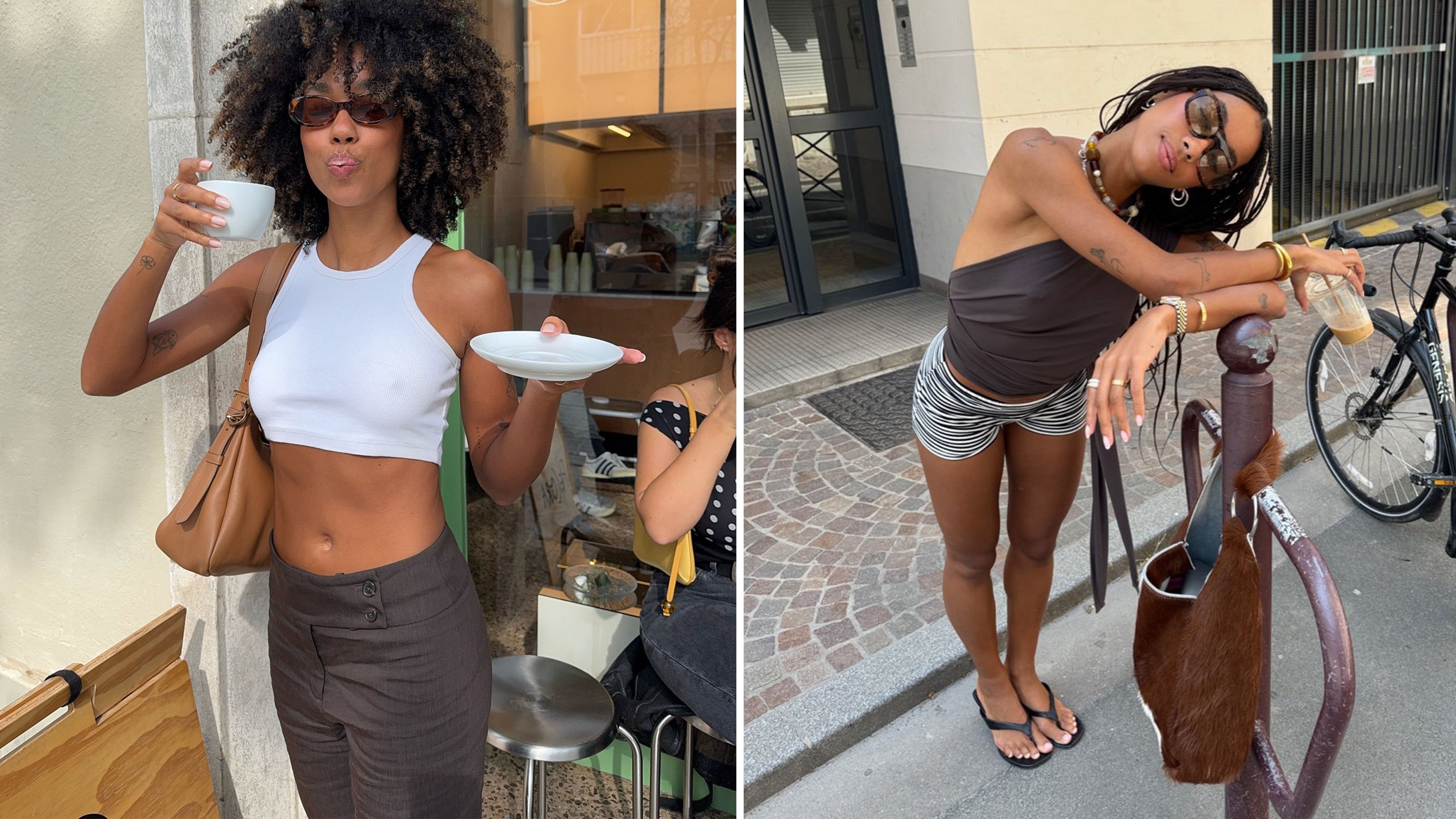 Woman in summer outfits.