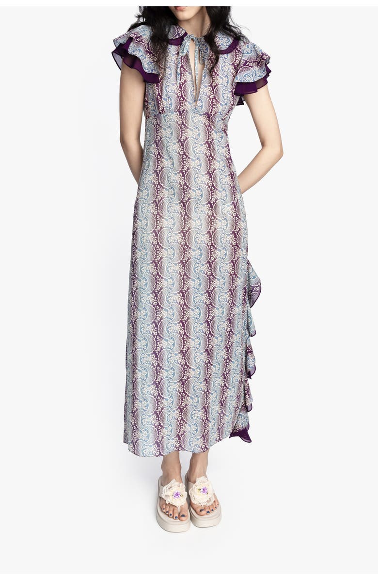 Ombre Ribbons Cotton Ruffle Dress