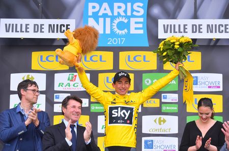 Sergio Henao (Team Sky) celebrates 2017 Paris-Nice victory