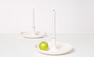 White candelabra and fruit bowls