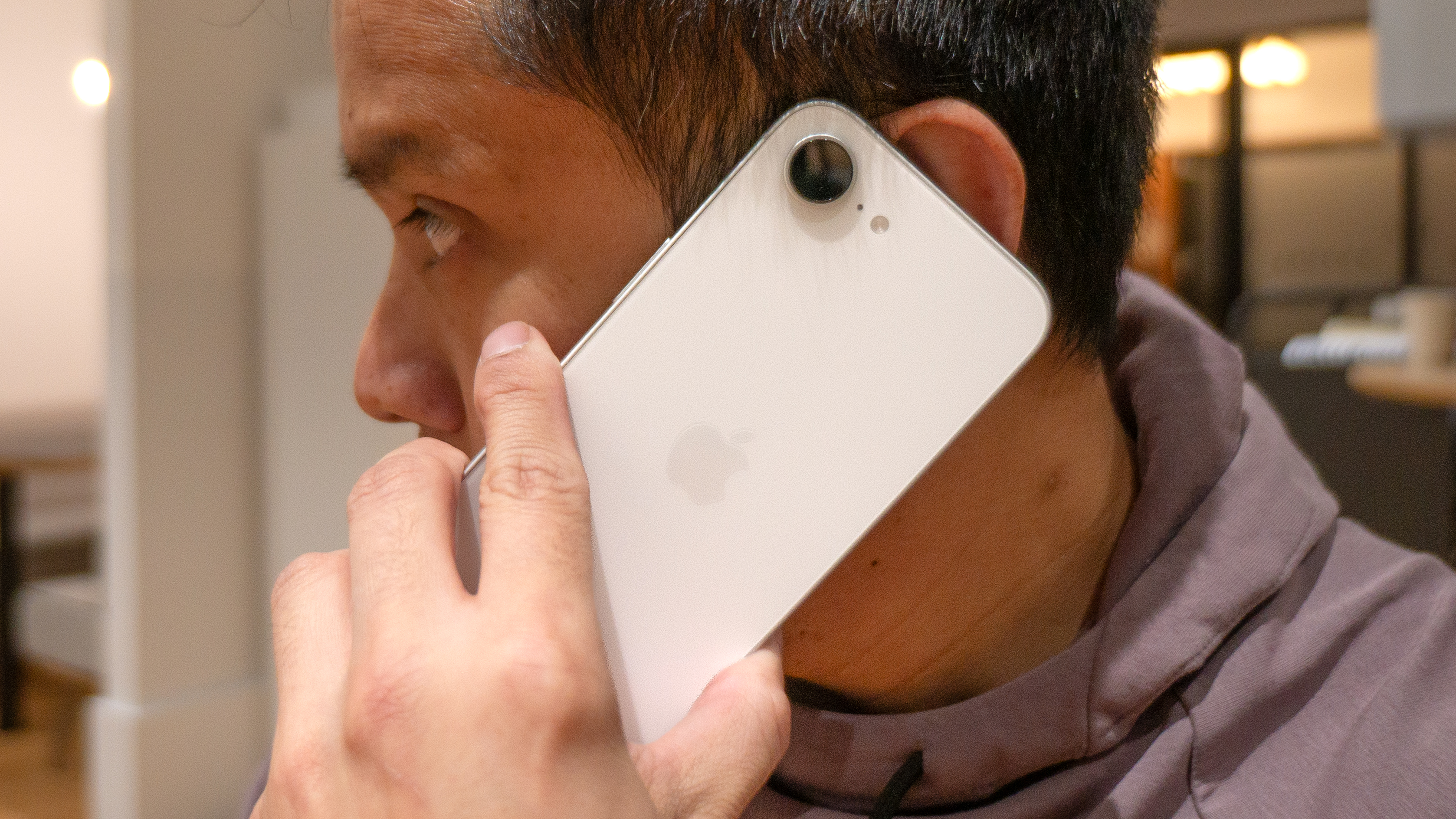 Apple iPhone 17e used for a phone call.