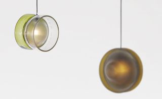 A collection of glass hanging lights