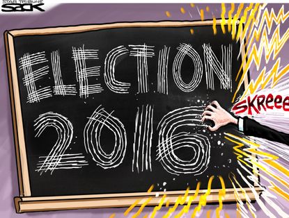 Political cartoon U.S. 2016 election irritation