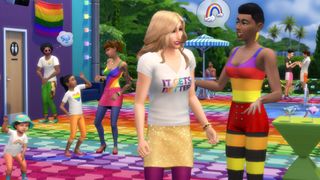 People celebrating Pride in The Sims 4