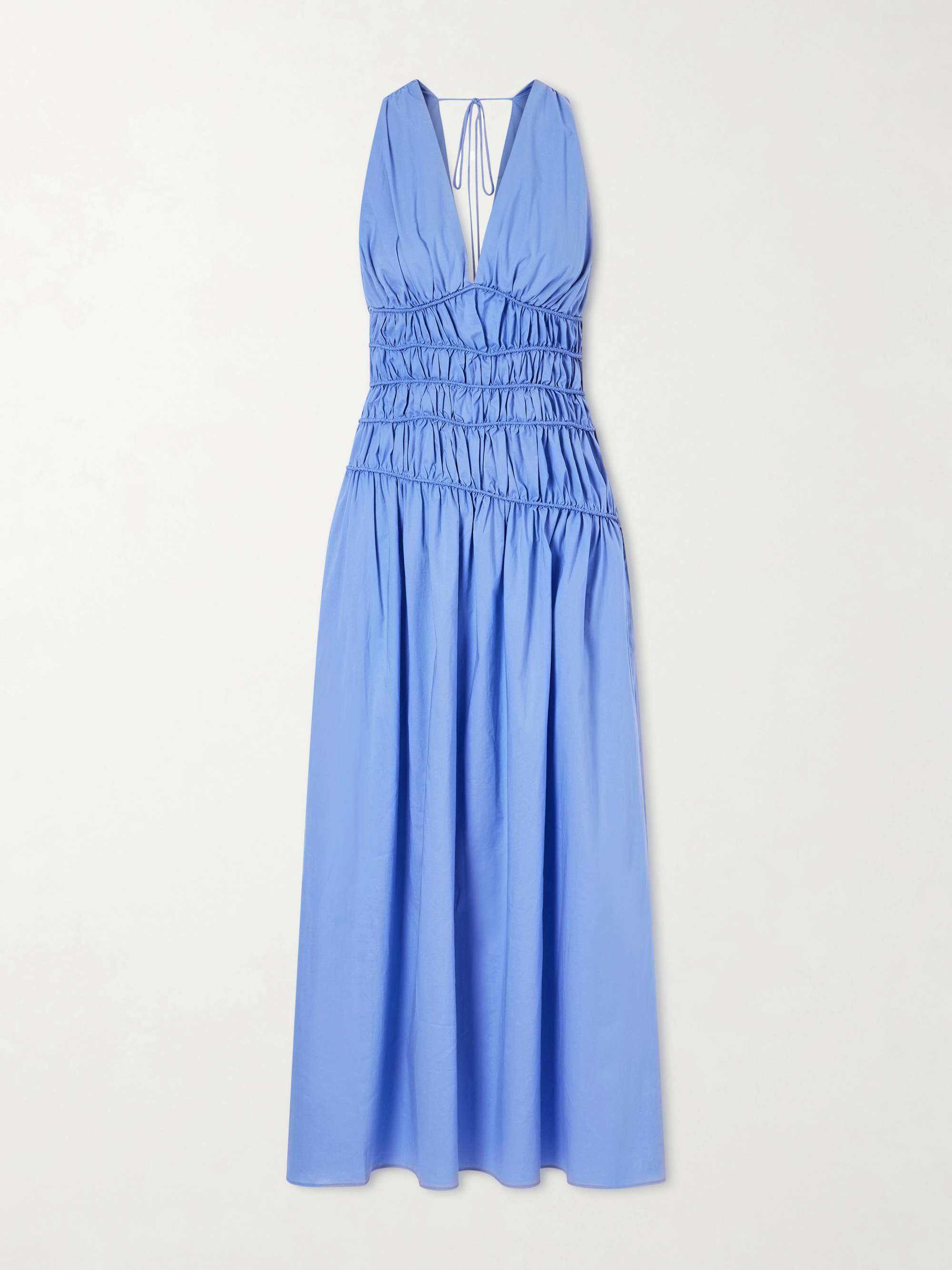 Saja Tie-Detailed Ruched Cotton Maxi Dress