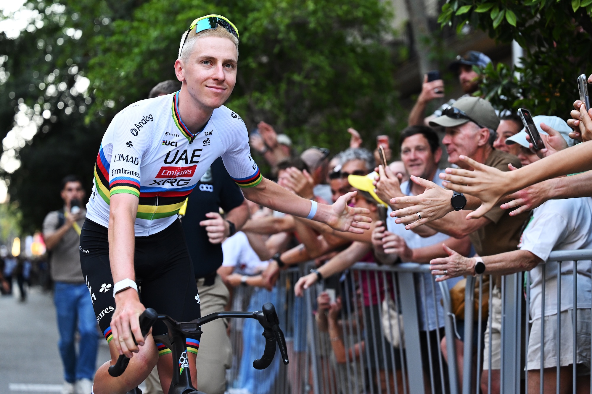 Tadej Pogacar meets the fans during the team presentation prior to the 113th Tour de France