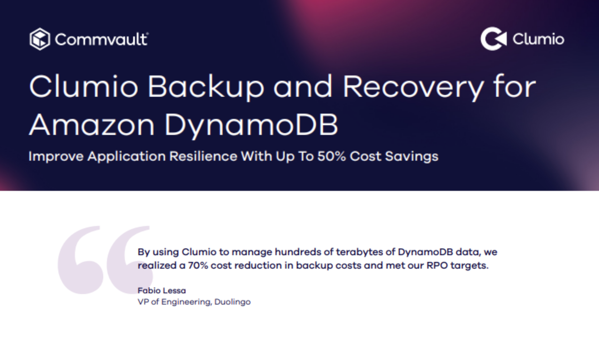 Clumio Backup and Recovery for Amazon DynamoDB