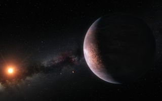 An artist's impression of the rocky worlds orbiting the red dwarf star TRAPPIST-1.