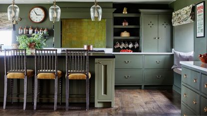 Green kitchen with island