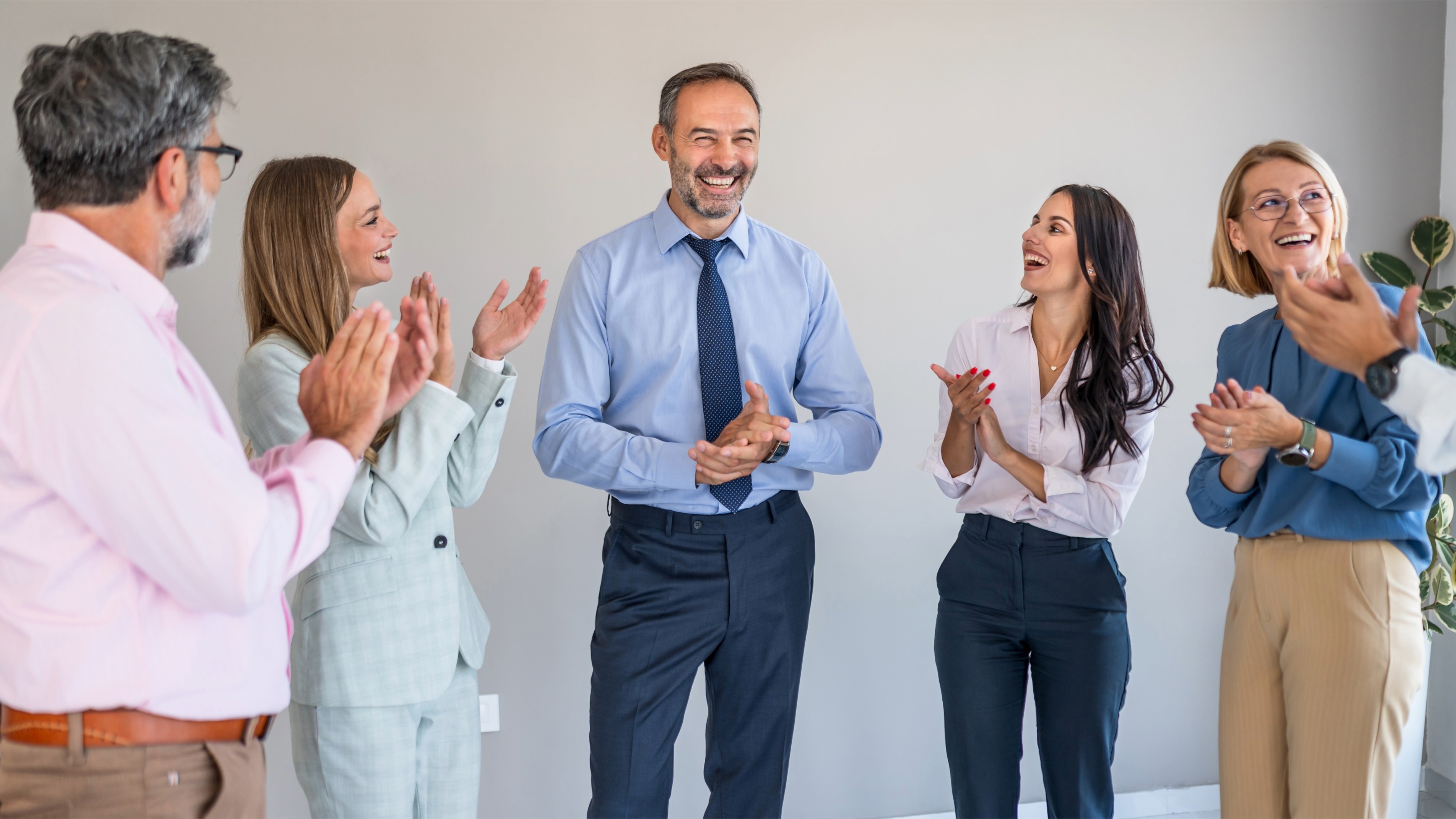 Group of business colleagues celebrating an achievement together