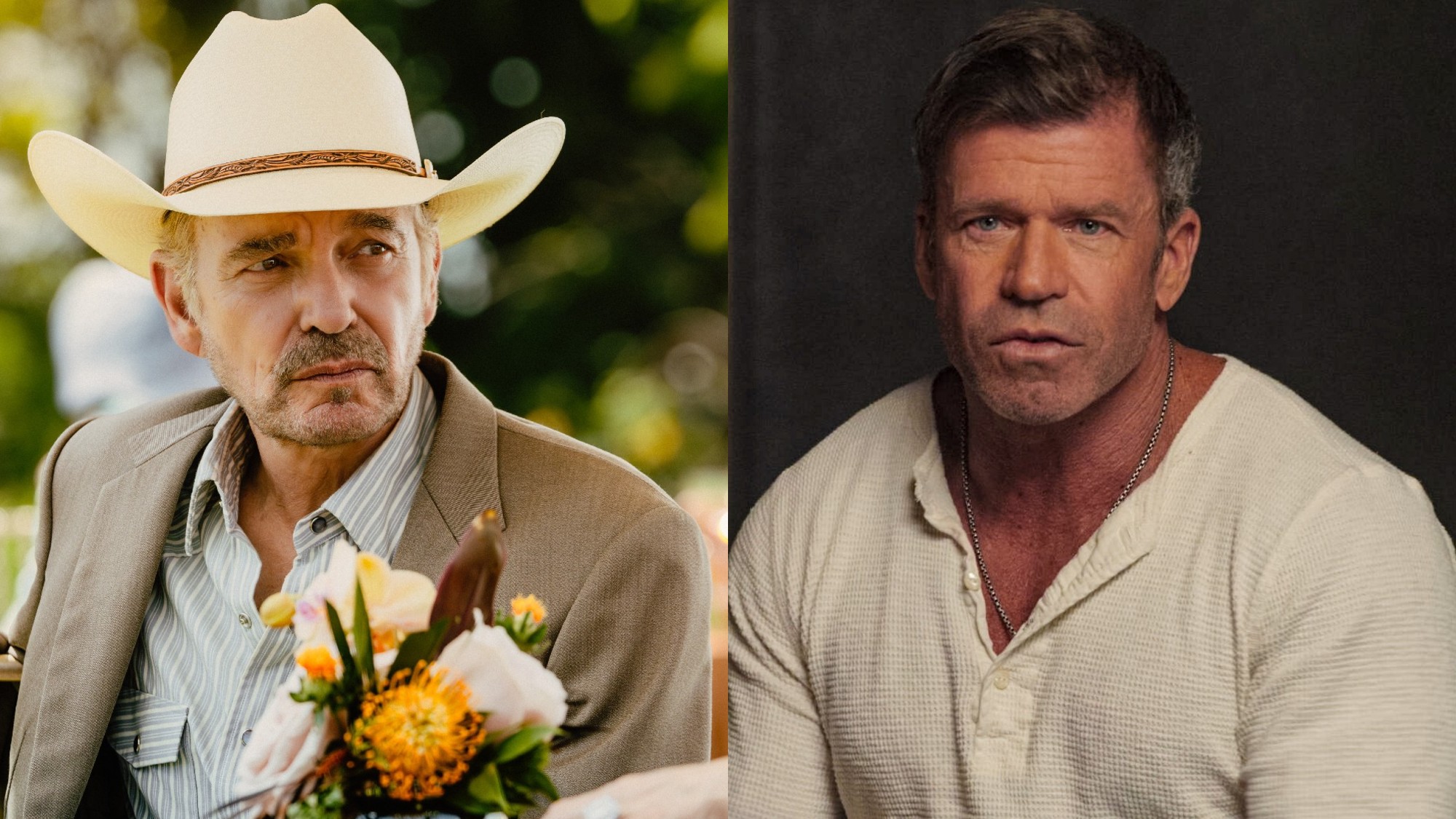From left to right: Billy Bob Thornton in Landman and Taylor Sheridan in The Road. 