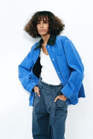 Oversized Suede Combination Jacket