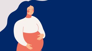 illustrated pregnant woman with long hair