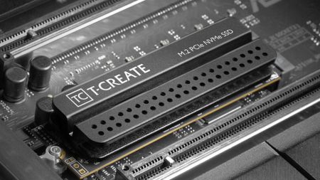 Official marketing image showing a close up of a T-Create SSD.