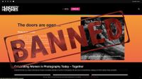 Hundred Heroines homepage with 'banned' graphic