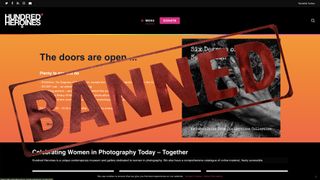 Hundred Heroines homepage with &#039;banned&#039; graphic