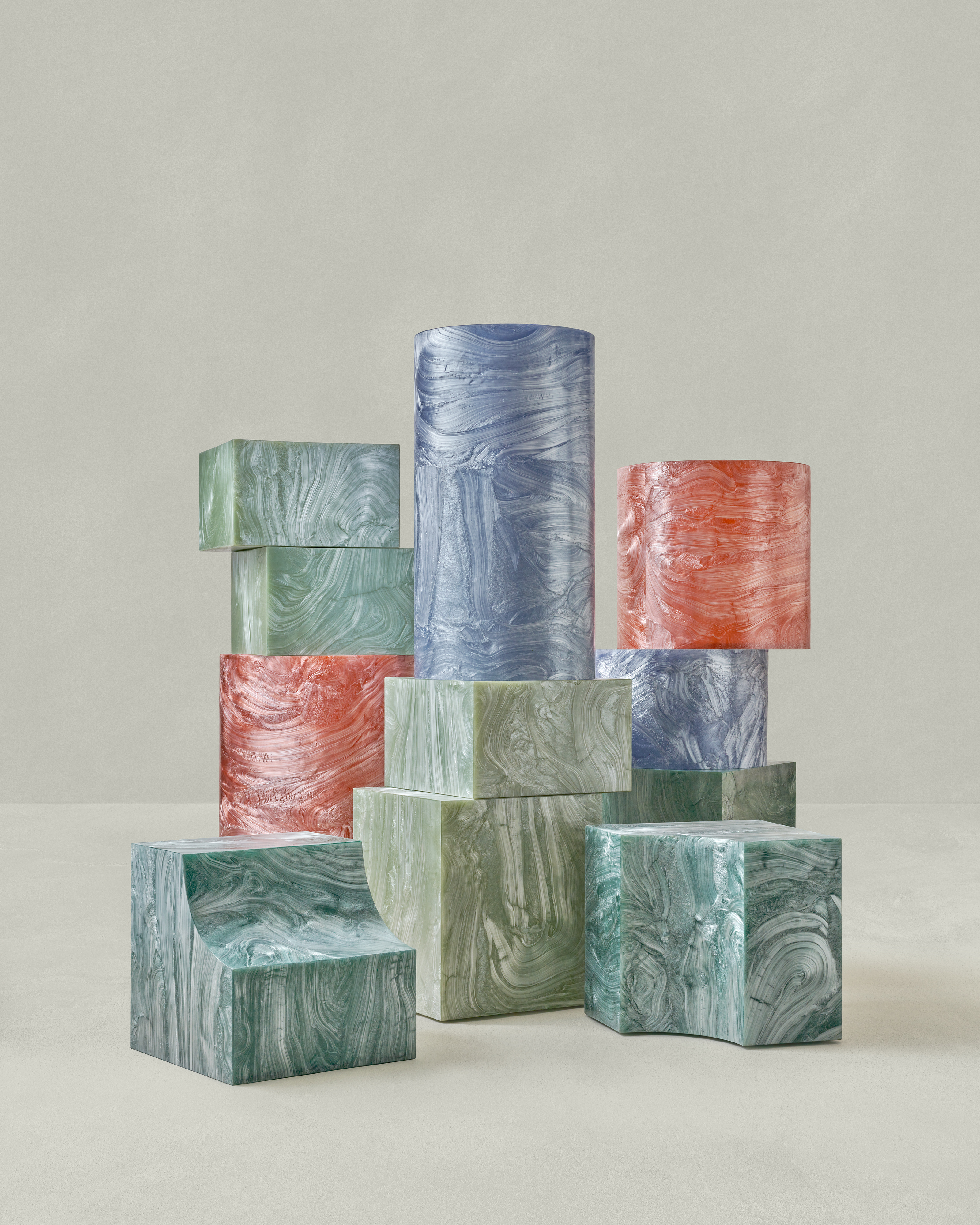 Plastic cubes that look like marble, made by Dutch Design Awards Winner Plasticiet
