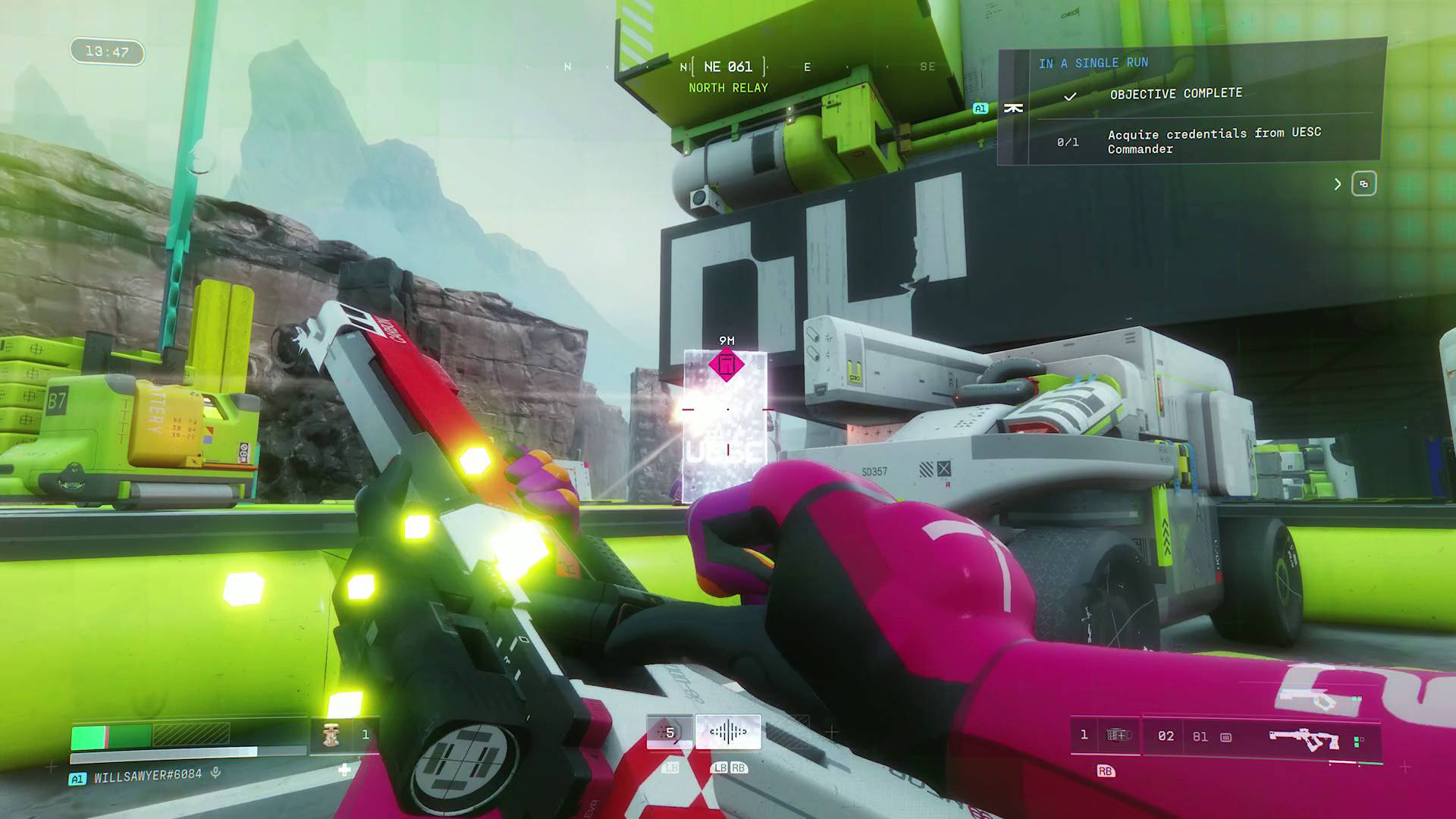 Marathon Equitable Distribution Traxus contract runner reloading gun while UESC commander fires