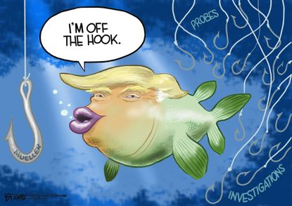 Political Cartoon U.S. Trump Mueller off the hook