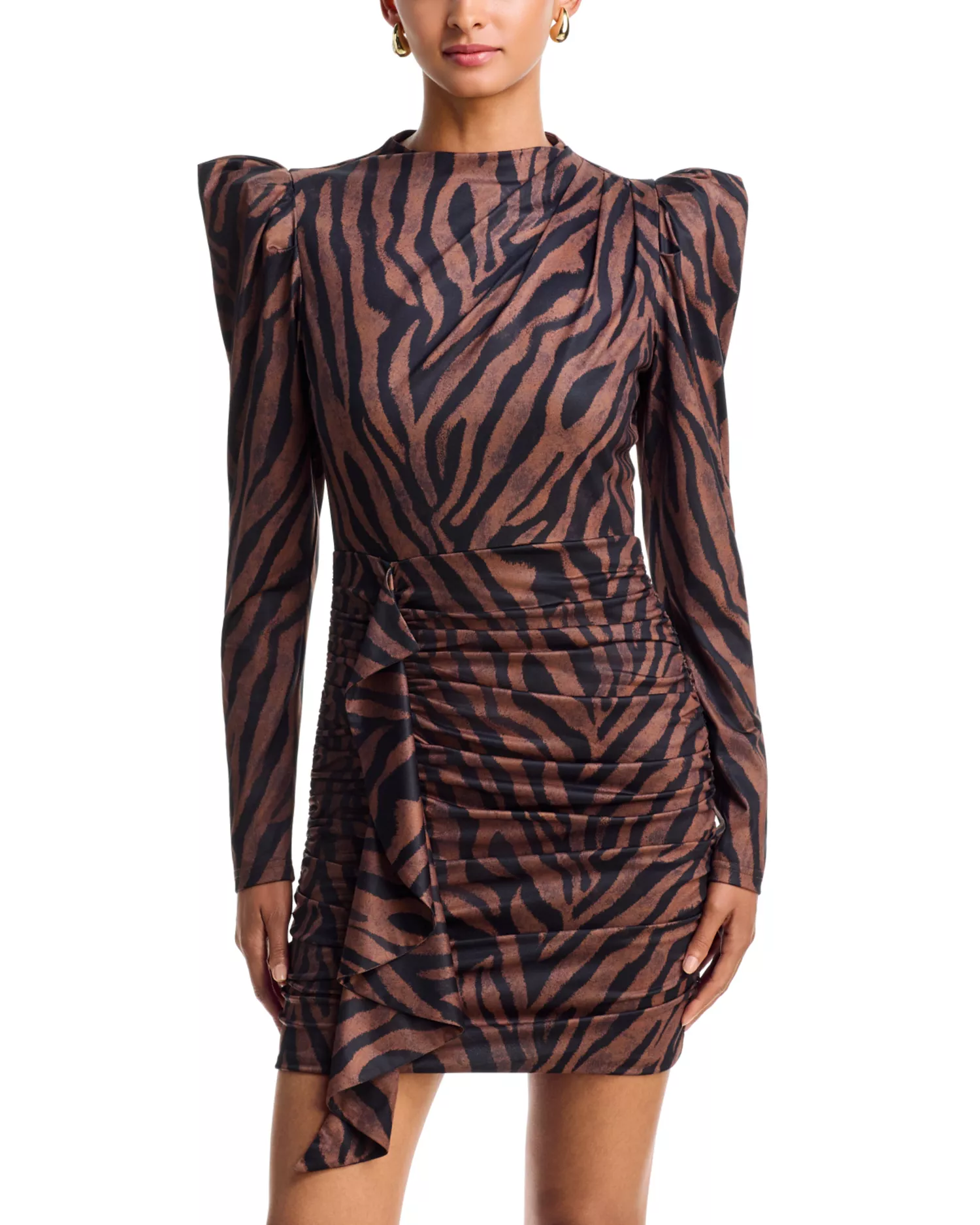 AQUA x Nicky Hilton, Ziger Puffed Shoulder Mini Dress