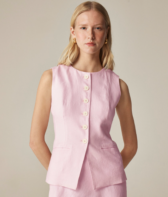 J.Crew, Cutaway Vest Top in Linen
