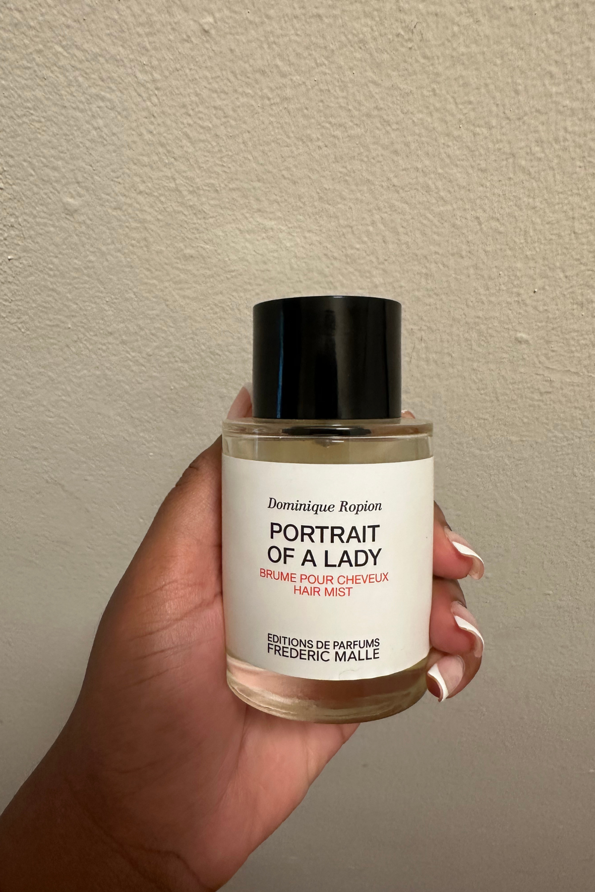 Ariel Baker testing Frederic Malle Portrait of a Lady Hair Mist