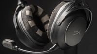 Close up image of the black and white headset prototype by Neurable and Hyper X.