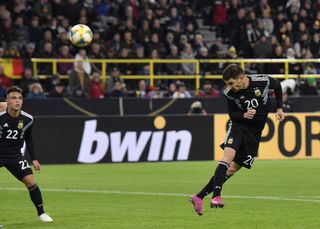 Lucas Alario heads Argentina’s first goal