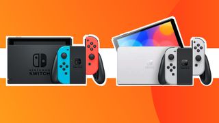 Product shots of the Nintendo Switch and Switch OLED