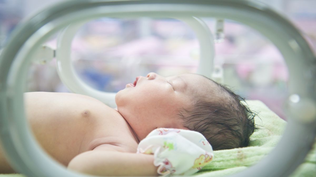 A newborn baby in the NICU.