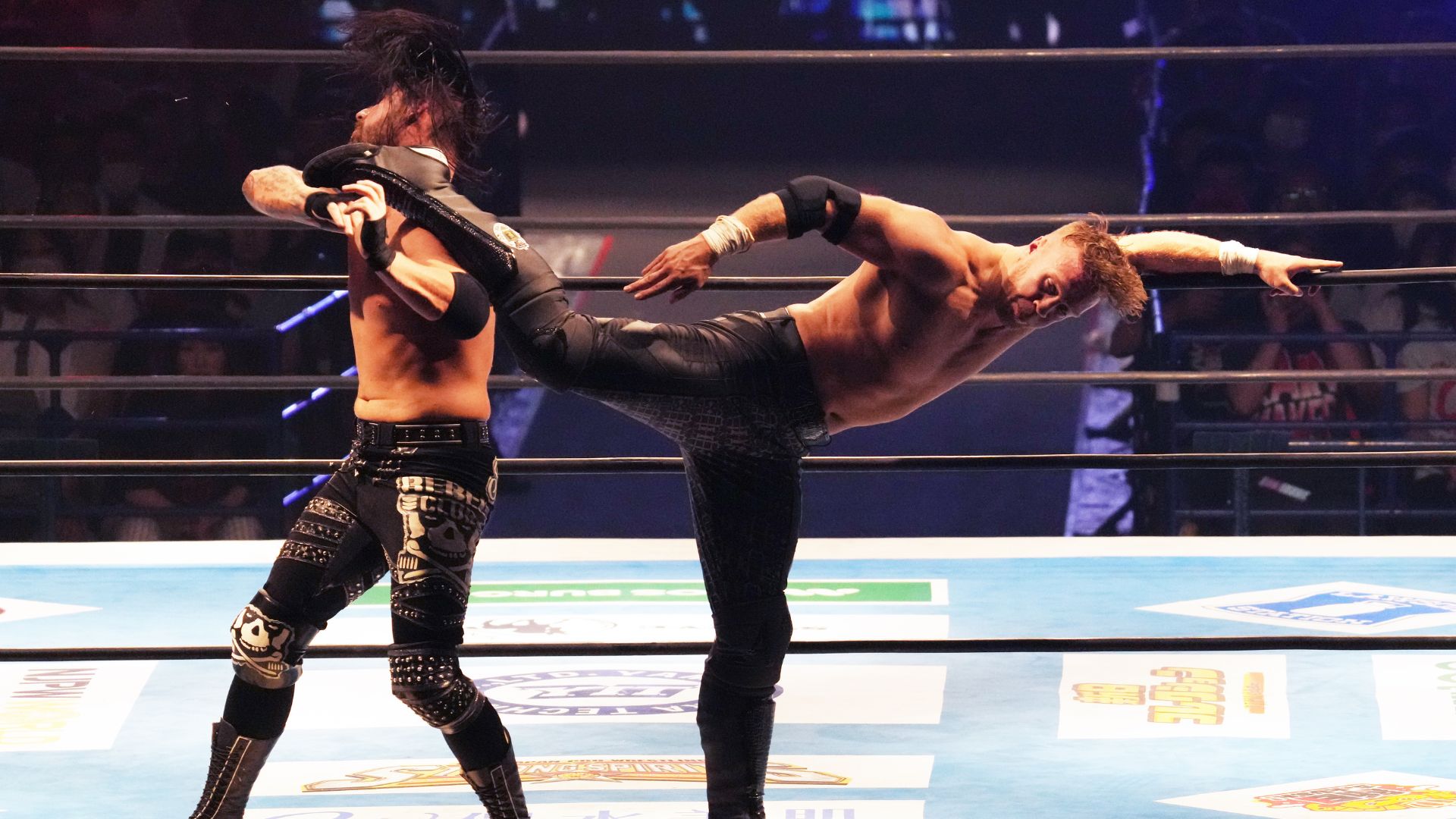 Will Ospreay and David Finlay compete during the New Japan Pro-Wrestling - G1 CLIMAX 33 at Funabashi Arena on August 10, 2023 in Funabashi, Chiba, Japan.