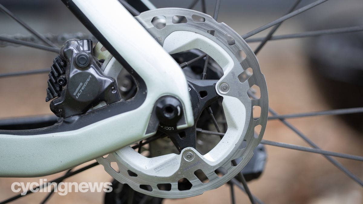 Shimano Ultegra R8100 groupset detail of rear brake rotor