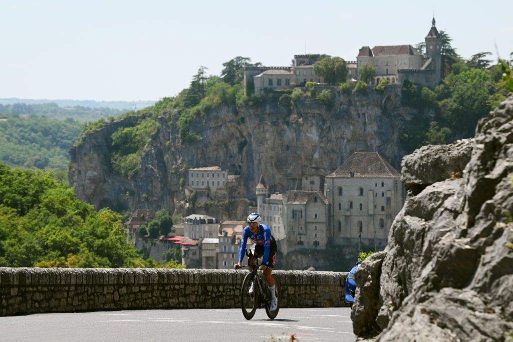 ROCAMADOUR FRANCE JULY 23 Jasper Philipsen of Belgium and Team AlpecinFenix sprints during the 109th Tour de France 2022 Stage 20 a 407km individual time trial from LacapelleMarival to Rocamadour TDF2022 WorldTour on July 23 2022 in Rocamadour France Photo by Dario BelingheriGetty Images
