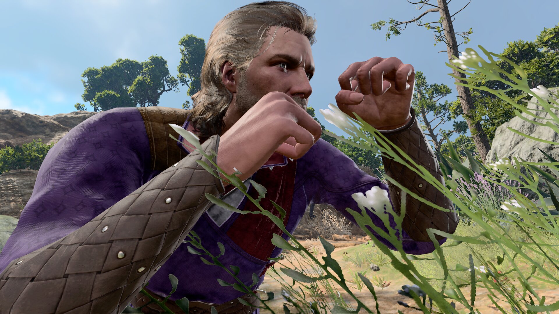 baldur's gate 3 screenshot of gale holding his fists up mid-combat during a no weapon playthrough
