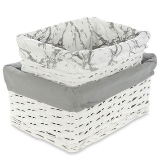 plain white storage basket with white background