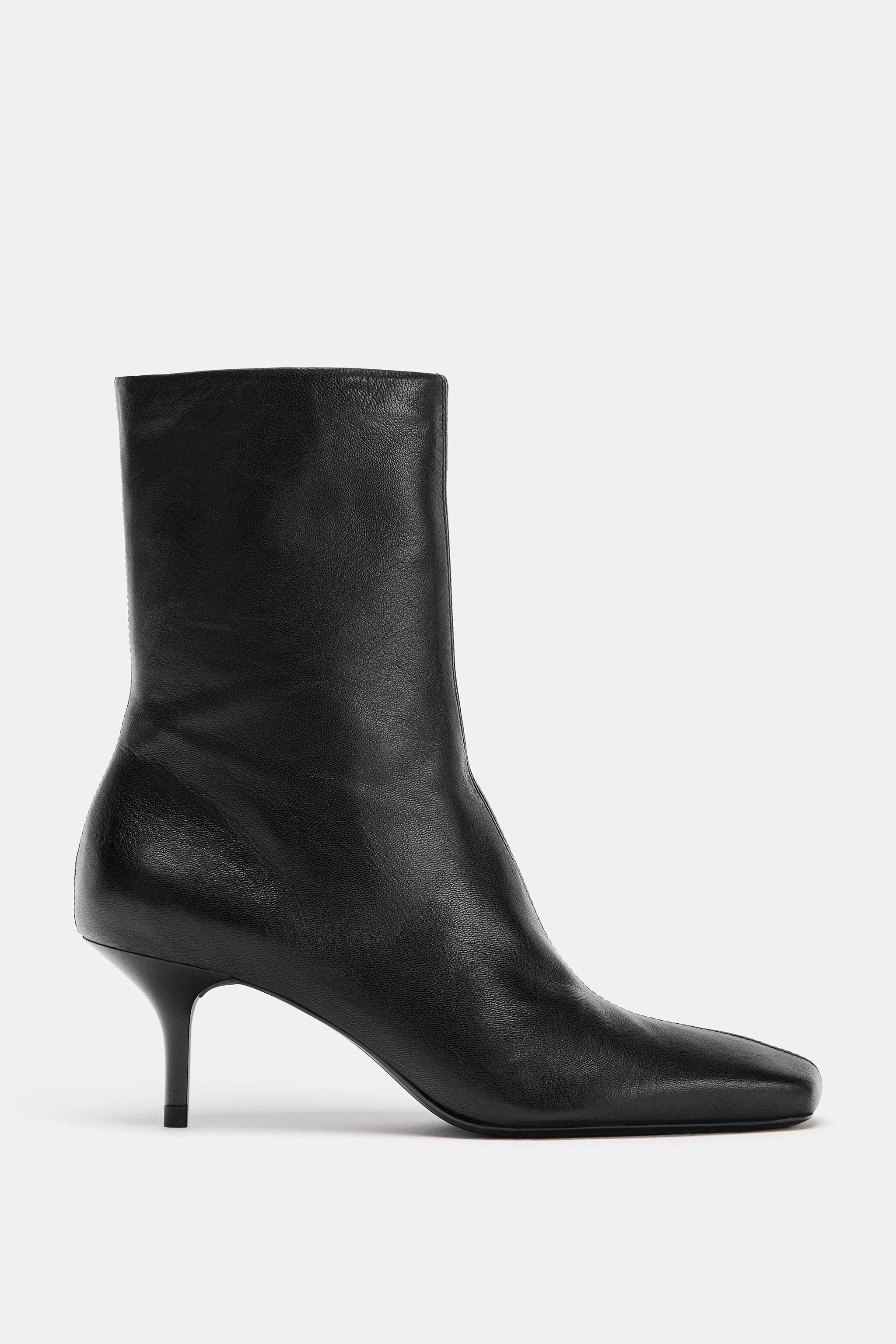 Soft Leather Stiletto Heel Ankle Boots