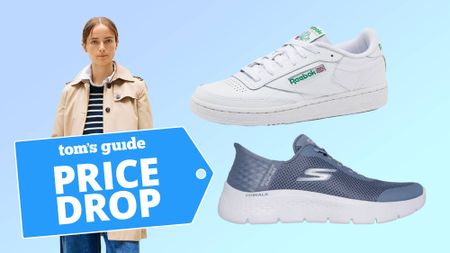 Tommy Hilfiger coat, Reebok sneakers, Skechers sneakers