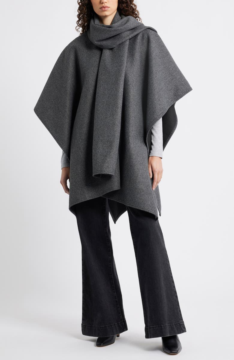 Doubleface Ruana With Attached Scarf